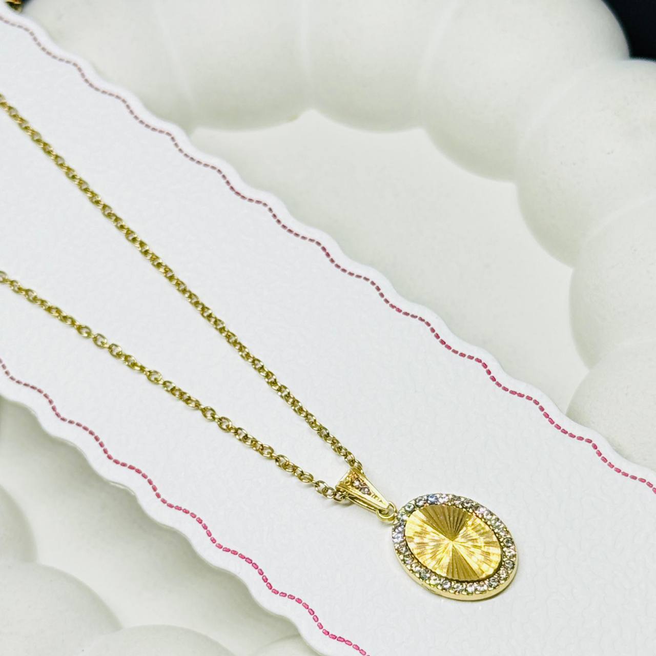 Radiant Sunburst Oval Pendant Necklace
