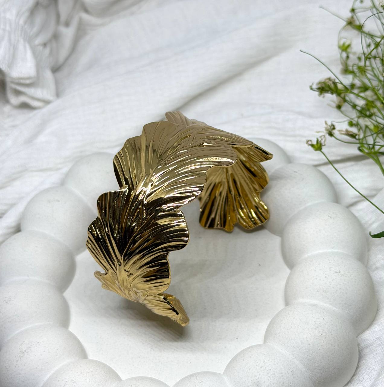 Golden Feather Crest Bracelet