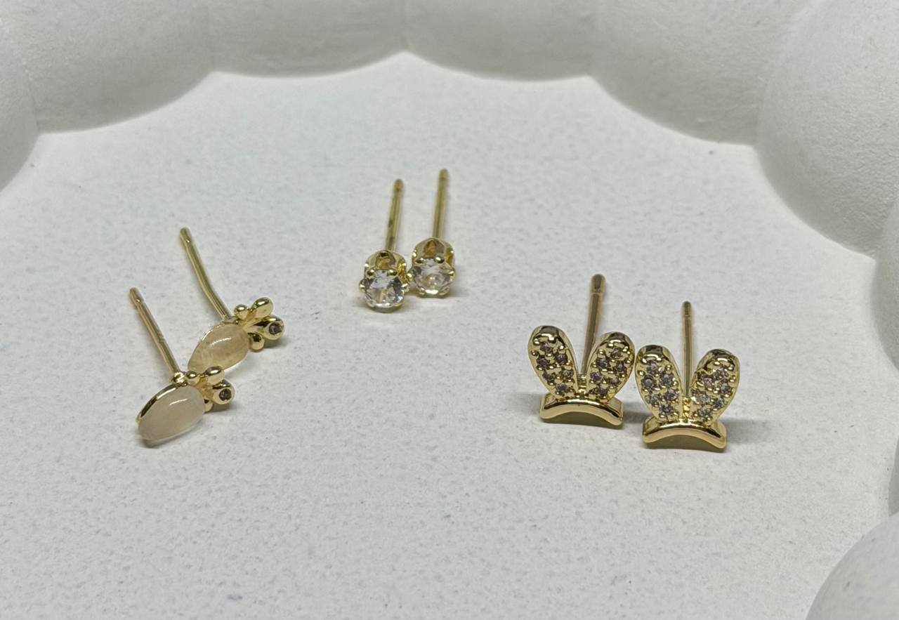 Crystal Butterfly & Solitaire Stud Trio