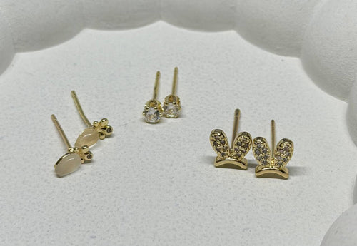 Crystal Butterfly & Solitaire Stud Trio