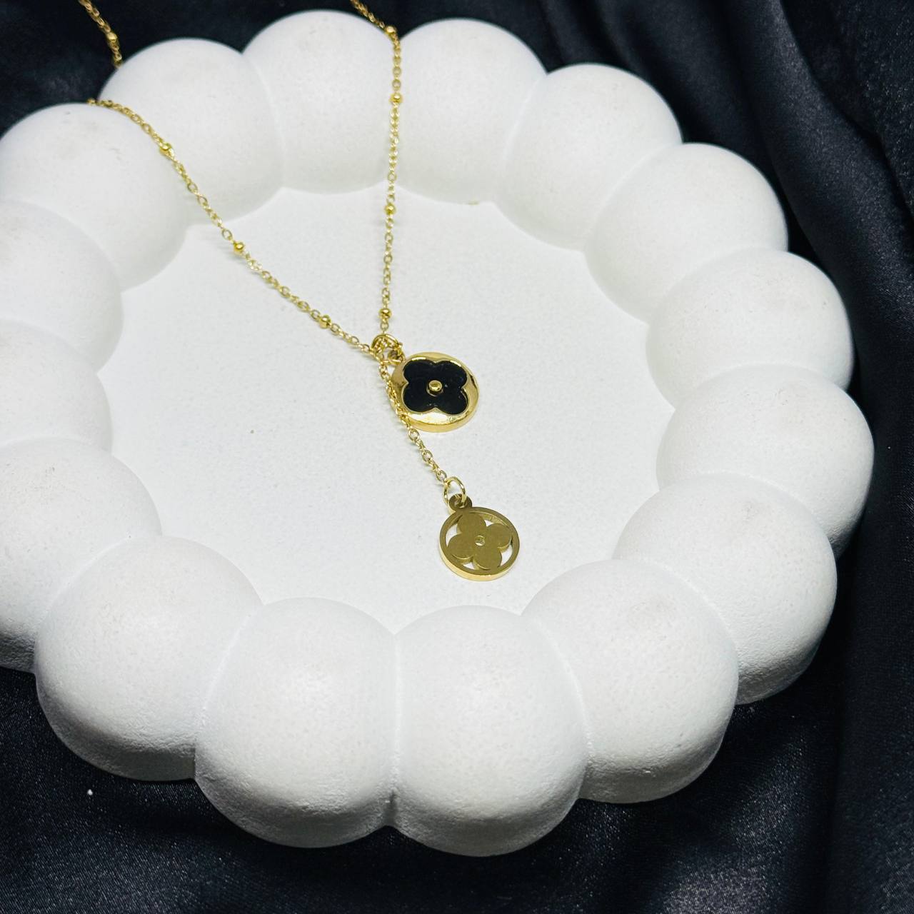Noir Blossom Charm Necklace