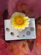 Silver Crystal Circle Stud Trio