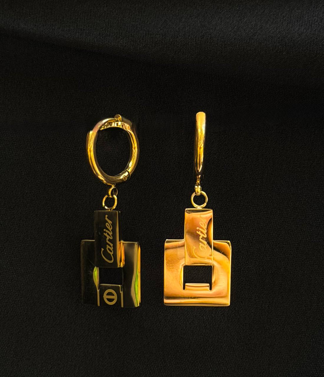 Geometric Rectangular C-Style Hoops