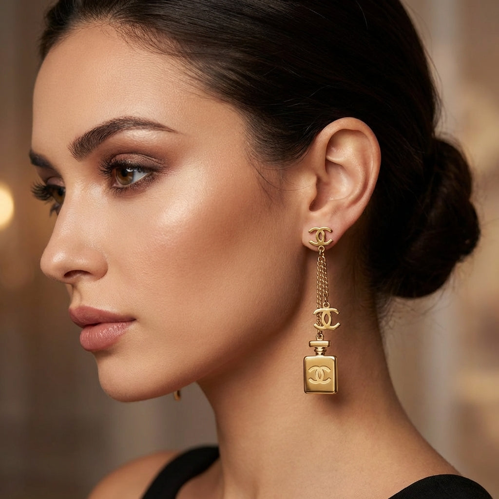 Gold Chanel Drop Earrings