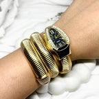 Midnight Gold Crystal Coil Bracelet Watch