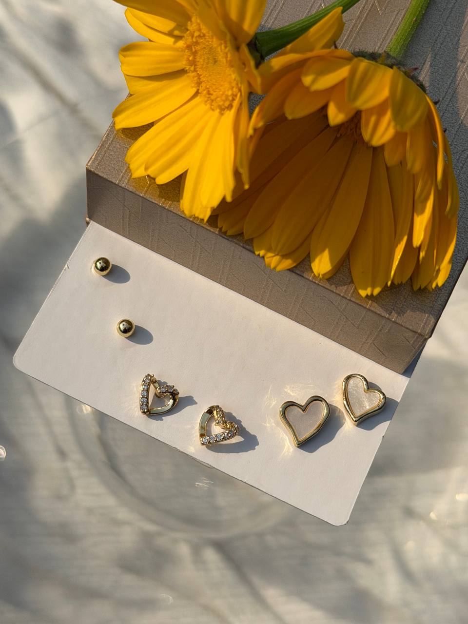 Golden Heart & Pearl Open Studs