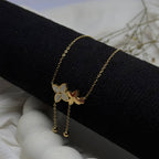 Floral Butterfly Drop Gold Necklace