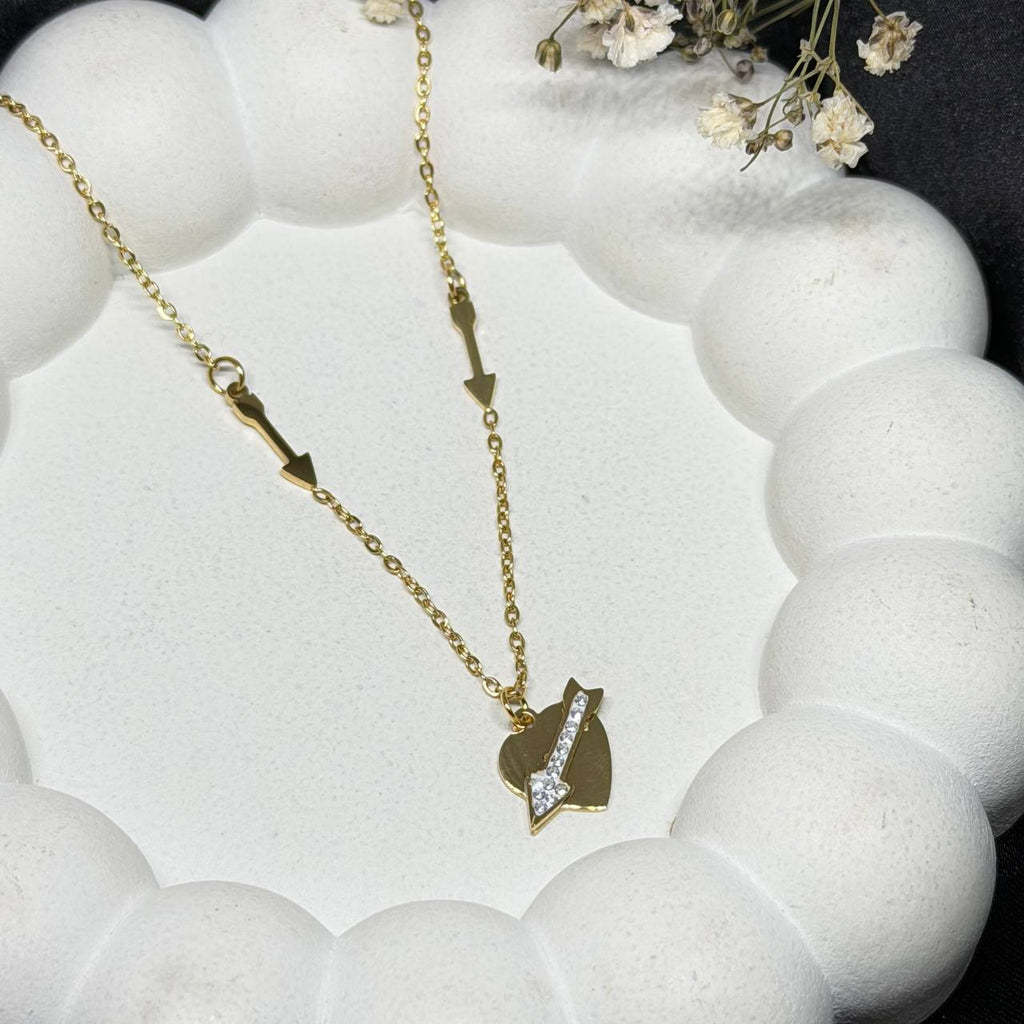 Arrow Heart Crystal Accent Necklace