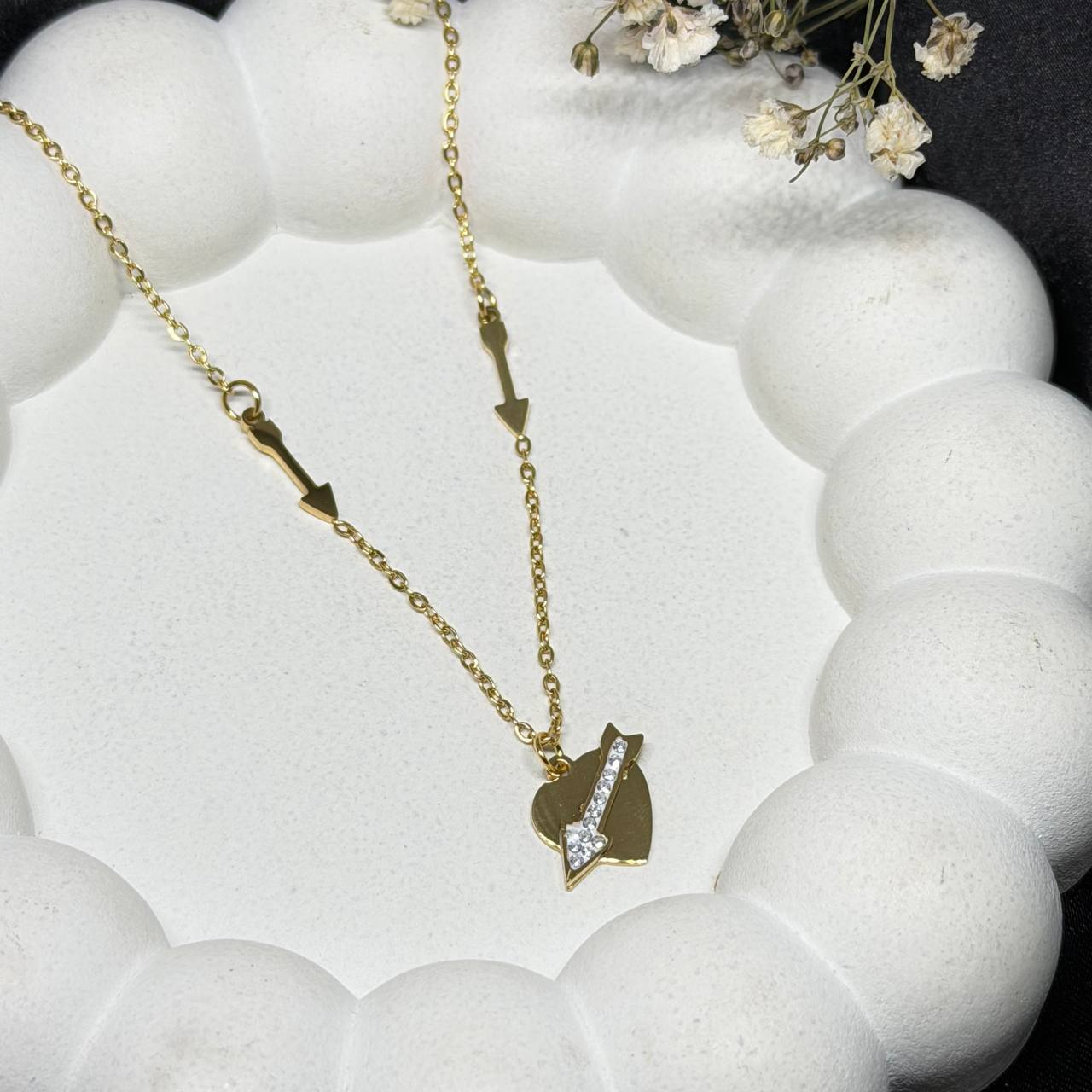 Arrow Heart Crystal Accent Necklace