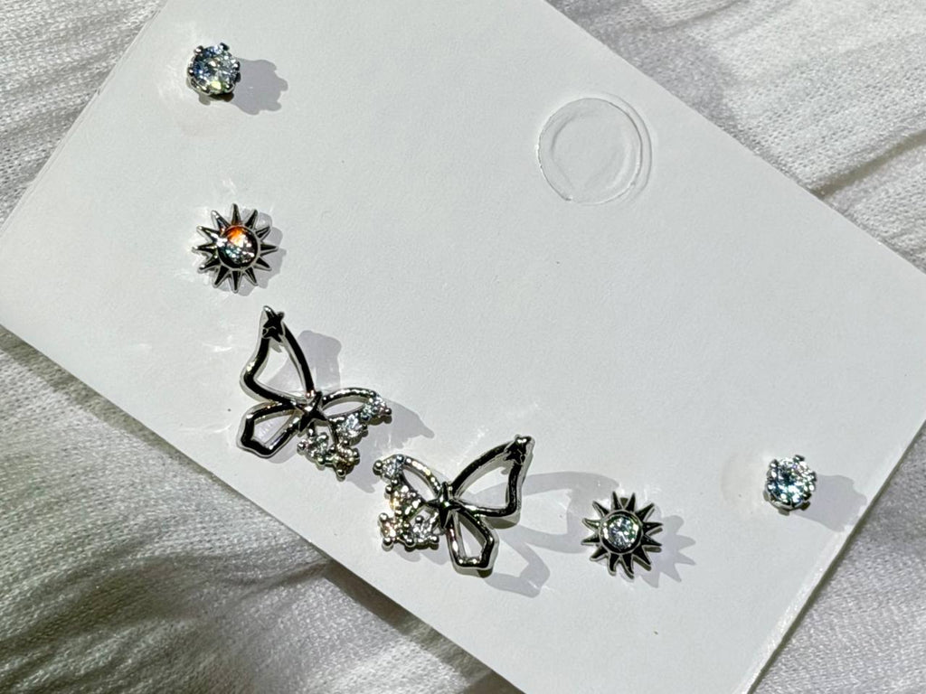 Silver Butterfly & Sunburst Stud Collection
