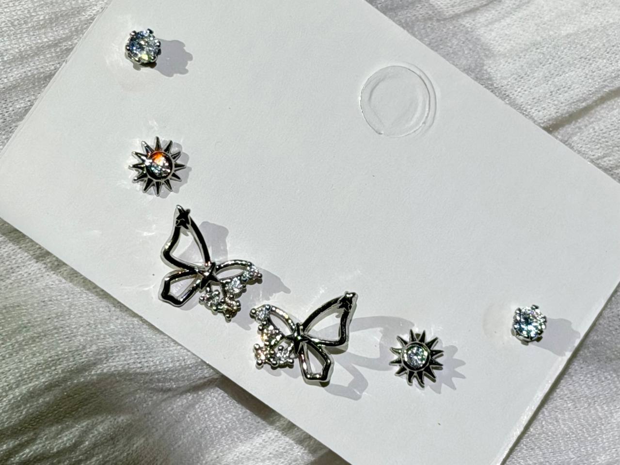 Silver Butterfly & Sunburst Stud Collection
