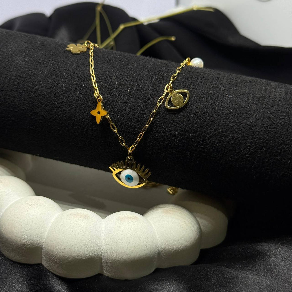 Evil Eye Multi-Charm Chain Necklace