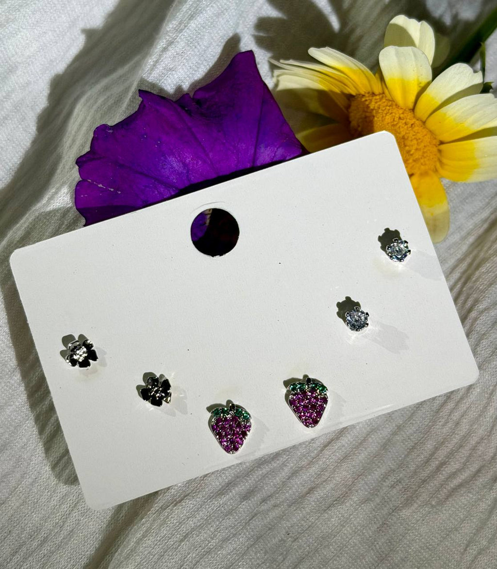 Strawberry & Floral Petite Studs