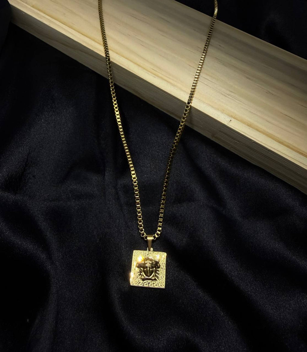 Versace Medusa Greek Key Pendant Chain