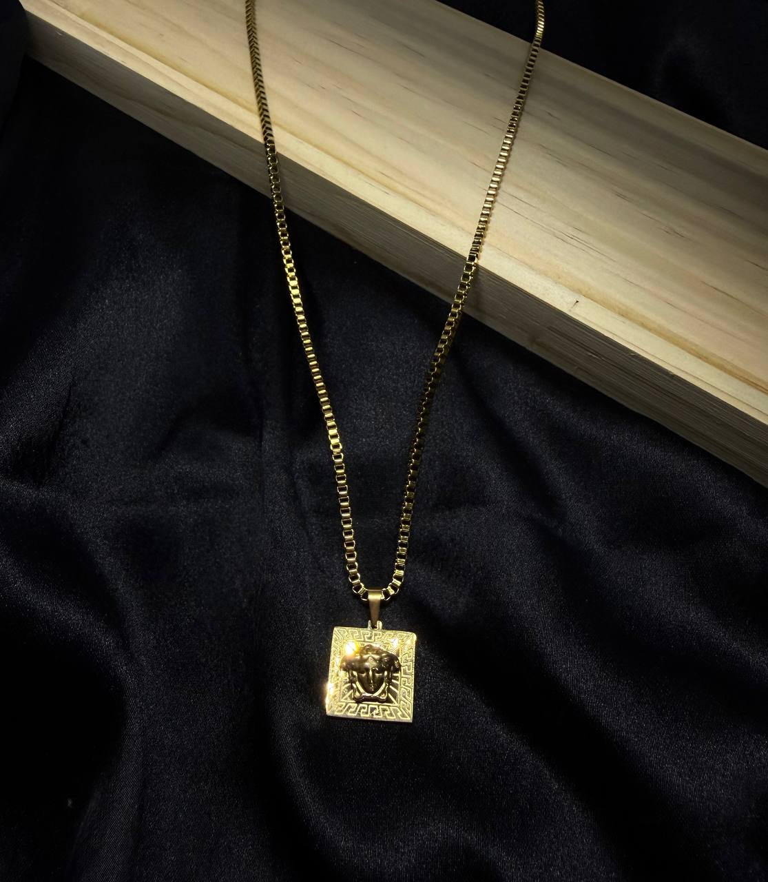 Versace Medusa Greek Key Pendant Chain