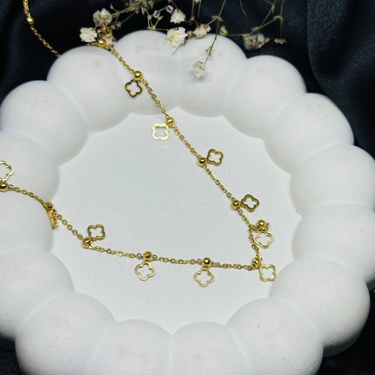 Clover Station Charm Chain Necklace