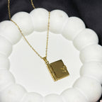 Golden Memoire Book Locket Necklace