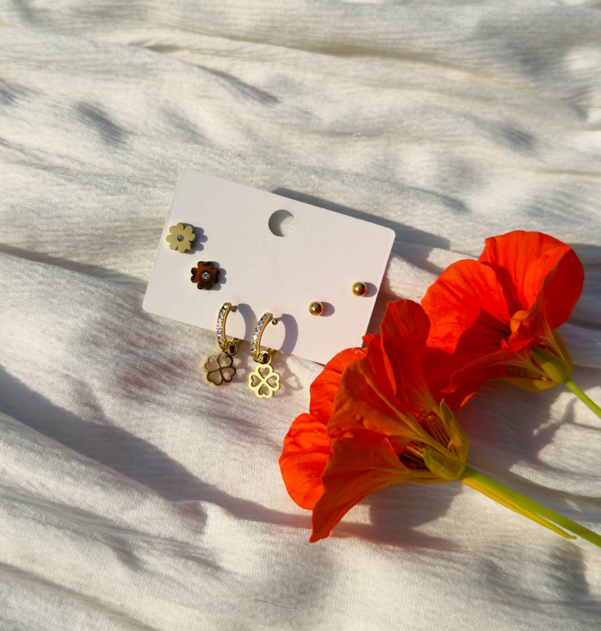 Gold Clover Hoop Trio
