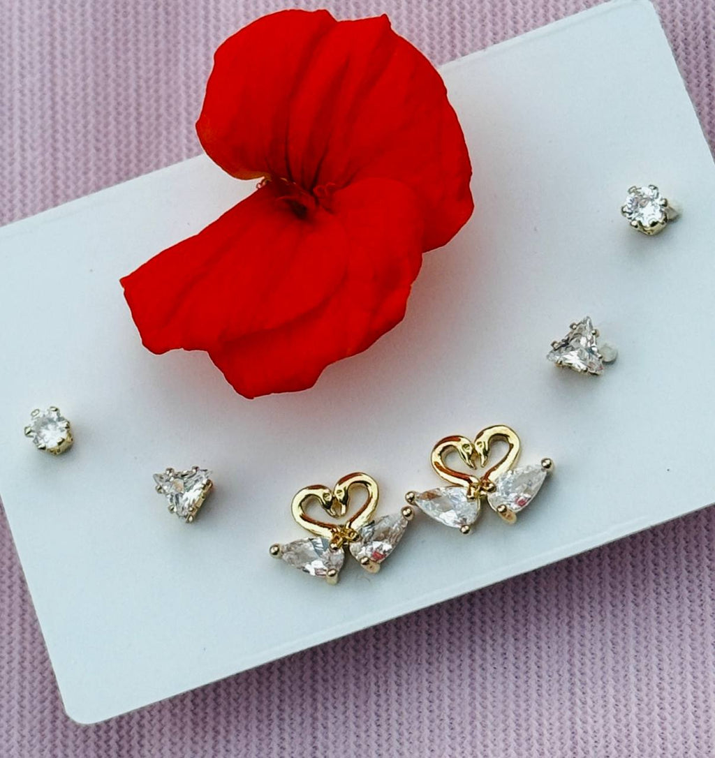 Crystal Swan & Geometric Stud Trio